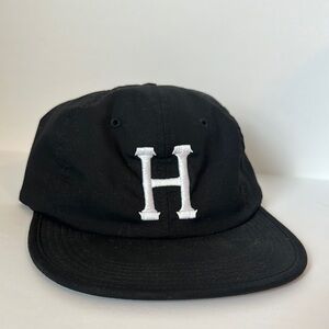 HUF Black Hat with White Logo